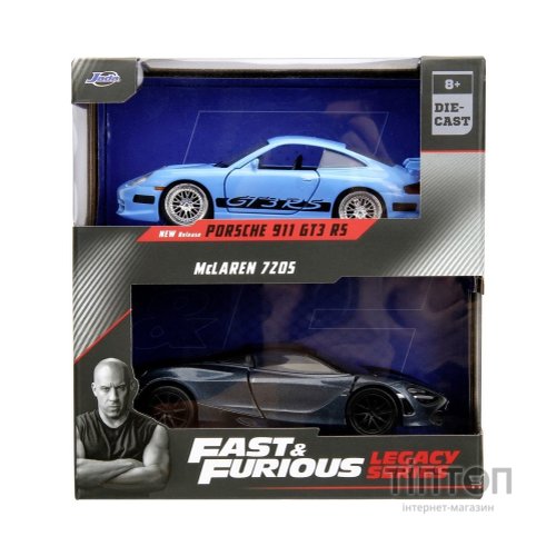 Масштабна модель автомобіля Jada набiр автомоделей Fast and Furious Porsche 911 GT3 R5 і McLaren 7Z05 (253202012)