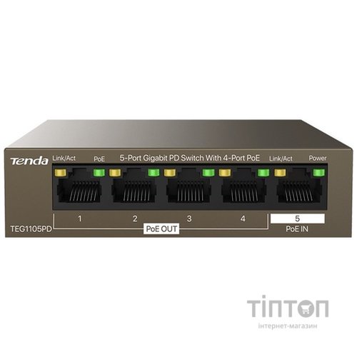 мереж.акт TENDA TEG1105PD Гігабітний PoE подовжувач з живленням від PoE