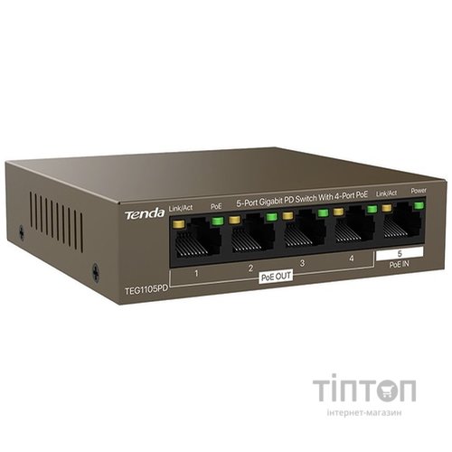 мереж.акт TENDA TEG1105PD Гігабітний PoE подовжувач з живленням від PoE