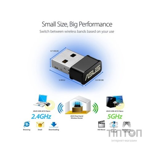 Мережева карта Wi-Fi ASUS USB-AC53 (90IG03P0-BM0R10)