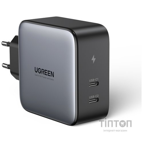 мережева зарядка UGREEN CD254 100W 2xType-C GaN PD Fast Charger (Чорний)
