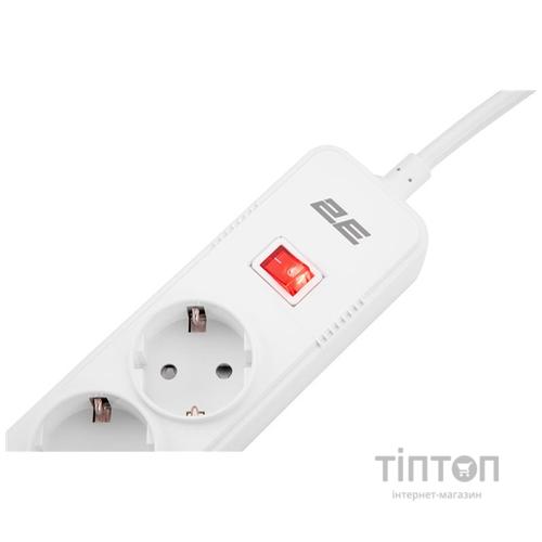 Мережевий фільтр живлення 2E 5XSchuko, 3G*1.5мм, 3*USB-A, 2м, white (2E-SP515M2USBWH)