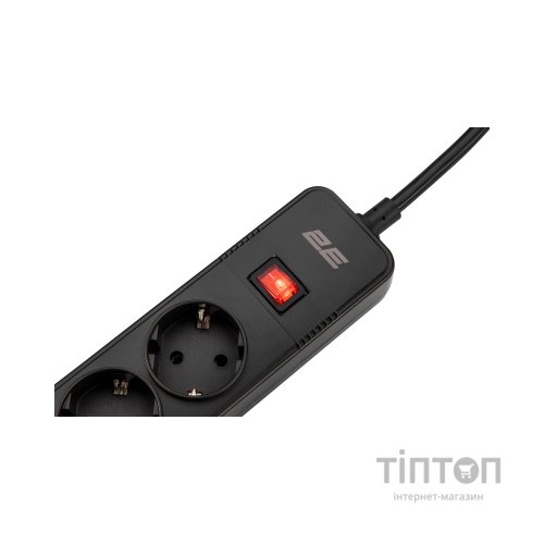 Мережевий фільтр живлення 2E 5XSchuko, 3G*1.5мм, 3*USB-A, 2м, black (2E-SP515M2USBBK)