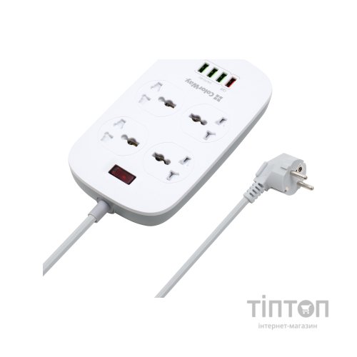 Мережевий фільтр живлення ColorWay 4 розетки/4USB White 1.8м (1QC3.0 + 3 AUTO ID) (CW-CHU44QW)
