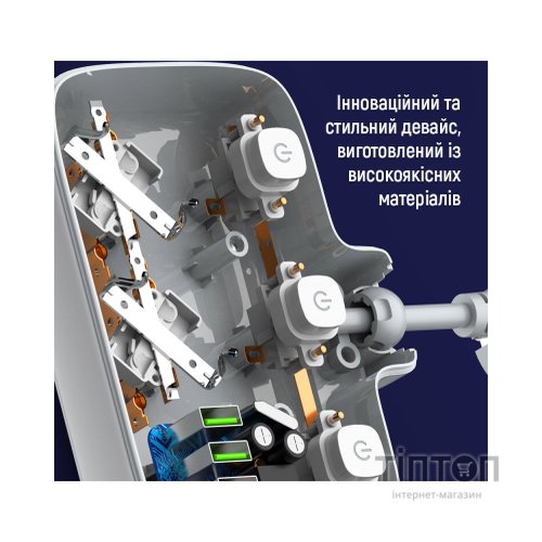 Мережевий фільтр живлення ColorWay CW-CHE24PDW 2 розетки/4USB (CW-CHE24PDW)