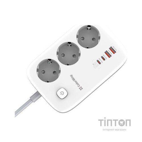 Мережевий фільтр живлення ColorWay CW-CHE34PDW 3 розетки/4USB (CW-CHE34PDW)