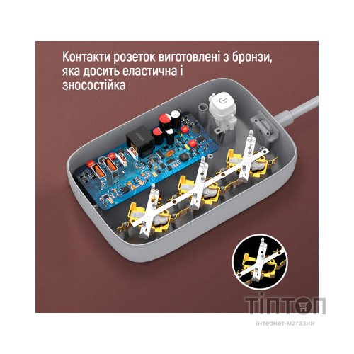 Мережевий фільтр живлення ColorWay CW-CHE34PDW 3 розетки/4USB (CW-CHE34PDW)