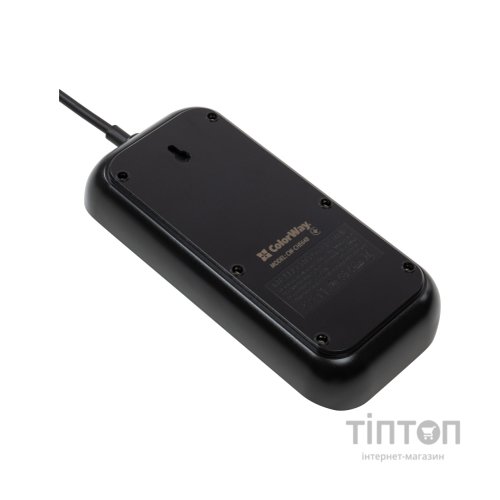 Мережевий фільтр живлення ColorWay CW-CHE64B, 6 розеток/4USB Black (CW-CHE64B)