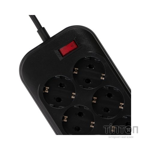 Мережевий фільтр живлення ColorWay CW-CHE64B, 6 розеток/4USB Black (CW-CHE64B)