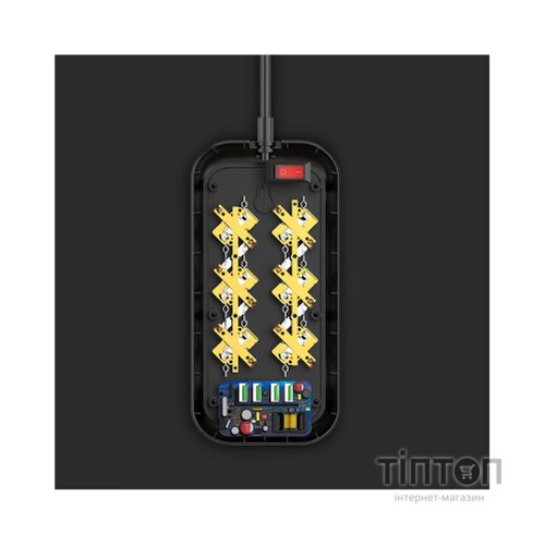 Мережевий фільтр живлення ColorWay CW-CHE64B, 6 розеток/4USB Black (CW-CHE64B)