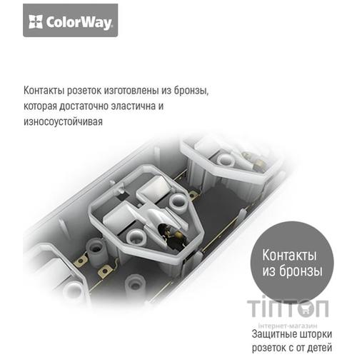Мережевий фільтр живлення ColorWay CW-CHU33B, 3 розетки/3USB Black 1.8M (CW-CHU33B)