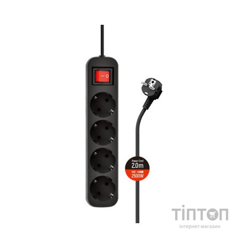 Мережевий фільтр живлення ColorWay CW-PSEA42BK /2M black (CW-PSEA42BK)