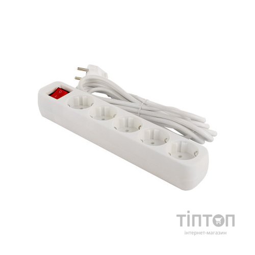 Мережевий фільтр живлення ColorWay CW-PSEA53W, 5 розеток/ 3M white (CW-PSEA53W)