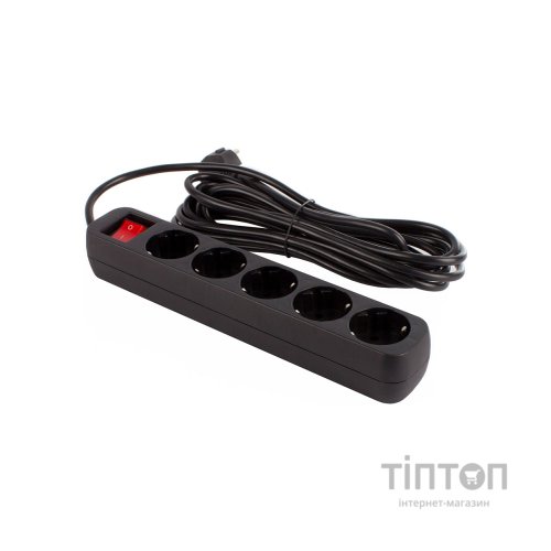 Мережевий фільтр живлення ColorWay CW-PSEA55BK, 5 розеток/ 5M black (CW-PSEA55BK)