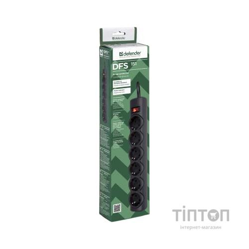 Мережевий фільтр живлення Defender DFS 151, 1.8 m (99494)