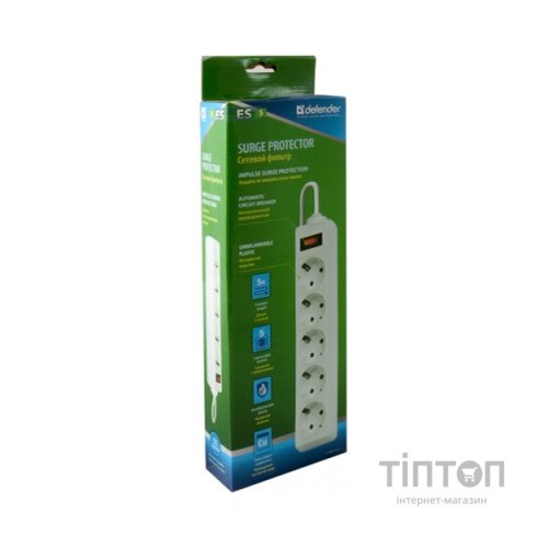 Мережевий фільтр живлення Defender ES 5m 5 троянд. white (99483)