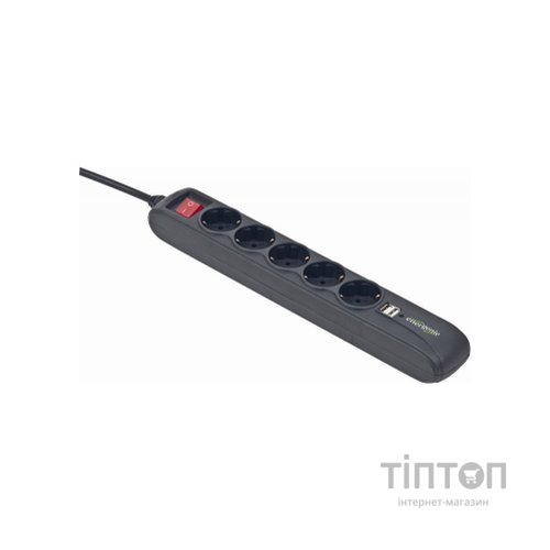 Мережевий фільтр живлення EnerGenie SPG5-U2-5 Power strip with USB charger, 5 sockets, (SPG5-U2-5)