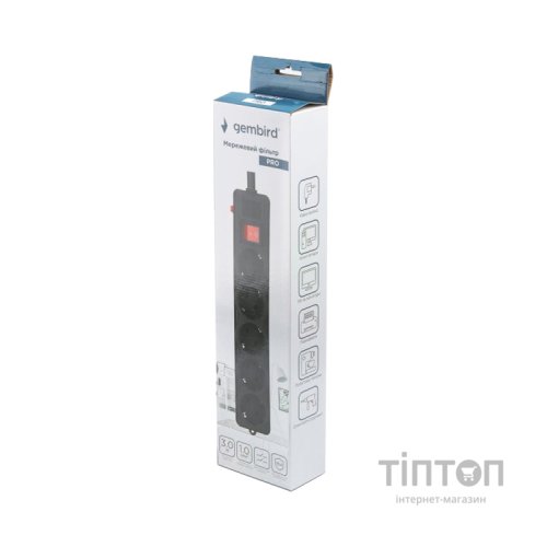 Мережевий фільтр живлення Gembird SPG5-G-10B-PRO