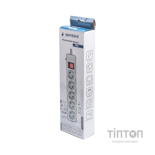 Мережевий фільтр живлення Gembird SPG5-G-15G-PRO