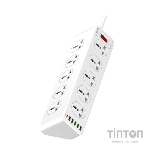 Мережевий фільтр живлення LDNIO SC10610, 5роз + 3USB (SC10610)