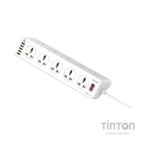 Мережевий фільтр живлення LDNIO SC10610, 5роз + 3USB (SC10610)