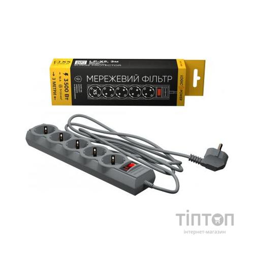 Мережевий фільтр живлення LogicPower LP-X5 PREMIUM, 2m black (9583)
