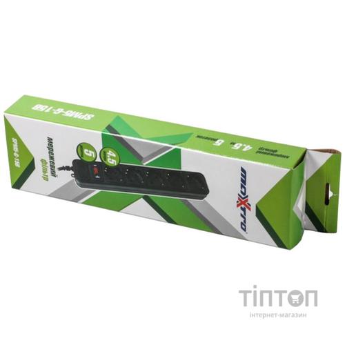 Мережевий фільтр живлення MAXXTRO SPM5-G-15B чорний, 4.5 м кабель, 5 розеток (SPM5-G-15B)