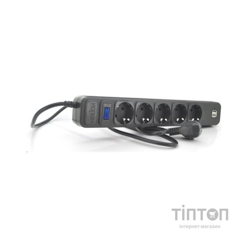 Мережевий фільтр живлення Merlion 5 розеток, 1,8 м + 2*USB (B518U)