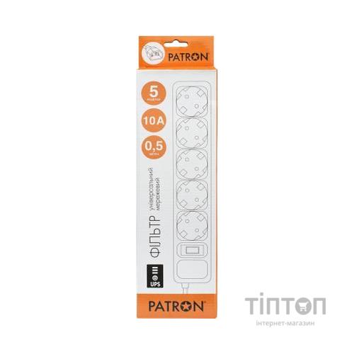 Мережевий фільтр живлення Patron 0.5 m3*1mm2 (SP-1052U) 5 розеток BLACK (EXT-PN-SP-1052U)
