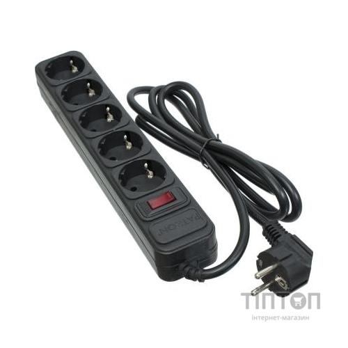 Мережевий фільтр живлення Patron 1.8 m3*1.5mm2 (SP-1652) 5 розеток BLACK (EXT-PN-SP-1652)