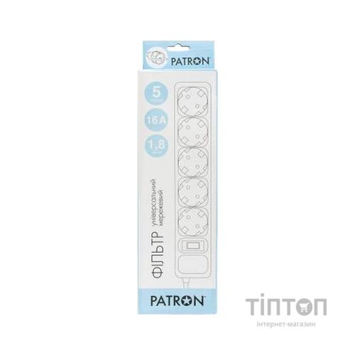 Мережевий фільтр живлення Patron 1.8 m3*1.5mm2 (SP-1652) 5 розеток BLACK (EXT-PN-SP-1652)