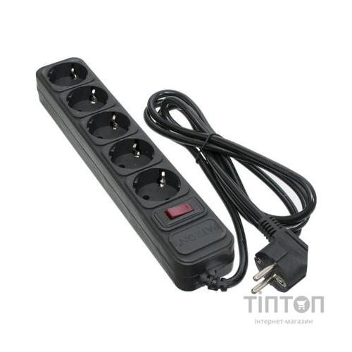 Мережевий фільтр живлення Patron 1.8 m3*1mm2 (SP-1052) 5 розеток BLACK (EXT-PN-SP-1052)
