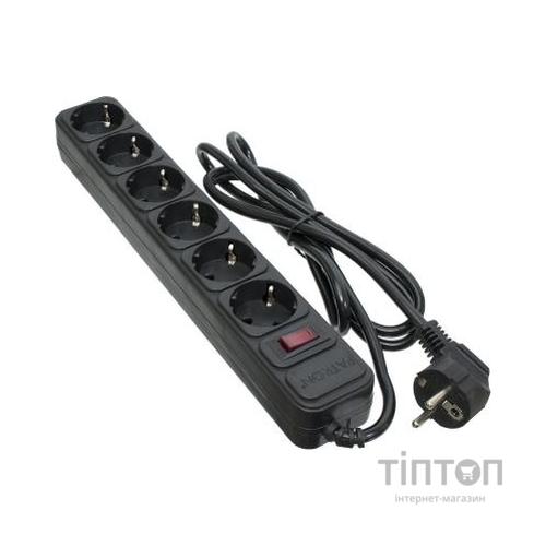Мережевий фільтр живлення Patron 1.8 m3*1mm2 (SP-1062) 6 розеток BLACK (EXT-PN-SP-1062)