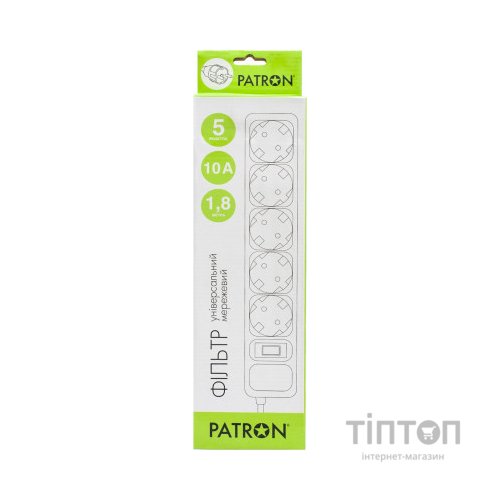 Мережевий фільтр живлення Patron 1.8m (SP-1052W), 5 розеток White (EXT-PN-SP-1052W)