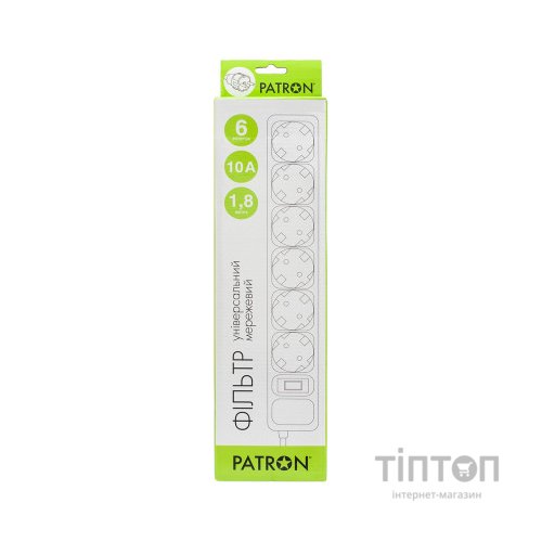 Мережевий фільтр живлення Patron 1.8m (SP-1062W), 6 розеток White (EXT-PN-SP-1062W)