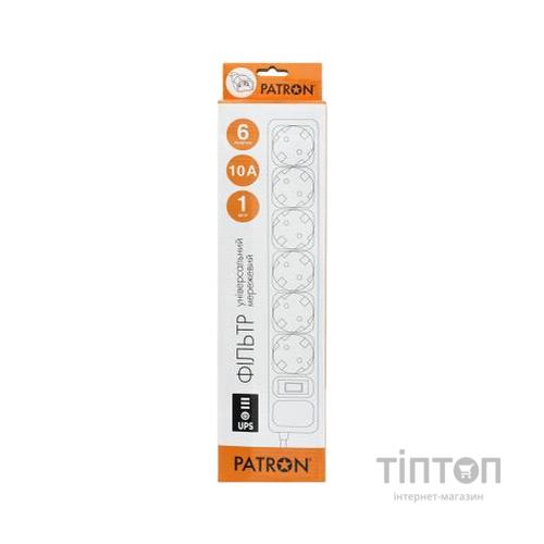 Мережевий фільтр живлення Patron 1 m3*1mm2 (SP-1063U) 6 розеток BLACK (EXT-PN-SP-1063U)