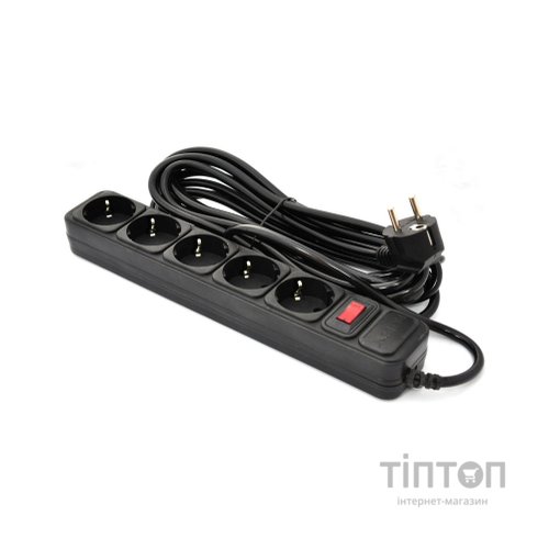 Мережевий фільтр живлення Patron 10 m3*1mm2 (SP-10510) 5 розеток BLACK (EXT-PN-SP-16510)