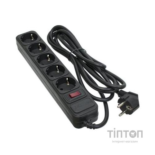 Мережевий фільтр живлення Patron 3.0 m3*1.5mm2 (SP-1653) 5 розеток BLACK (EXT-PN-SP-1653)