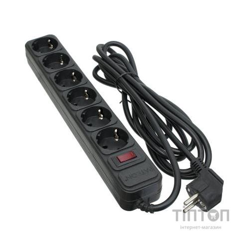 Мережевий фільтр живлення Patron 3.0 m3*1.5mm2 (SP-1663) 6 розеток BLACK (EXT-PN-SP-1663)