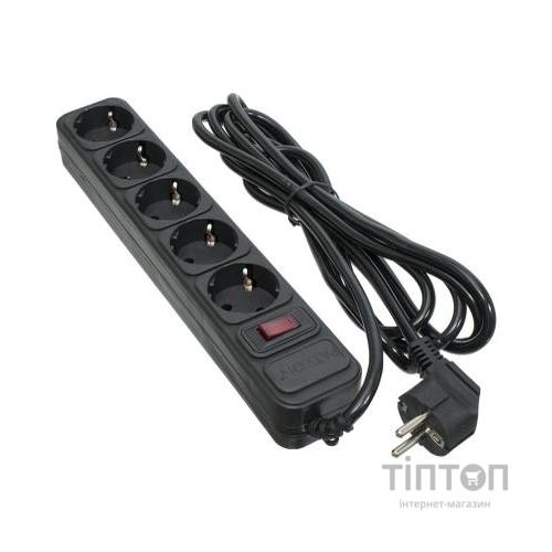 Мережевий фільтр живлення Patron 3.0 m3*1mm2 (SP-1053) 5 розеток BLACK (EXT-PN-SP-1053)