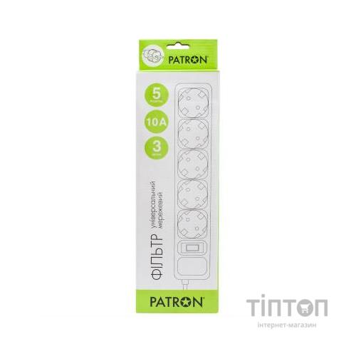 Мережевий фільтр живлення Patron 3.0 m3*1mm2 (SP-1053) 5 розеток BLACK (EXT-PN-SP-1053)