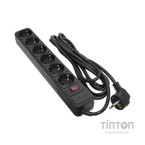 Мережевий фільтр живлення Patron 3.0 m3*1mm2 (SP-1063) 6 розеток BLACK (EXT-PN-SP-1063)