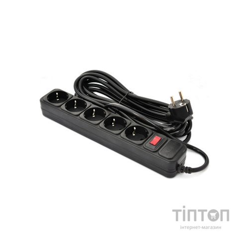 Мережевий фільтр живлення Patron 5.0 m, 3*1.5mm2 (SP-1655) 5 розеток BLACK (EXT-PN-SP-1655)