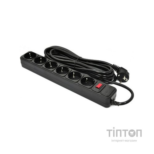 Мережевий фільтр живлення Patron 5.0 m, 3*1.5mm2 (SP-1655) 6 розеток BLACK (EXT-PN-SP-1665)