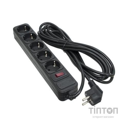 Мережевий фільтр живлення Patron 5.0 m3*1mm2 (SP-1055) 5 розеток BLACK (EXT-PN-SP-1055)