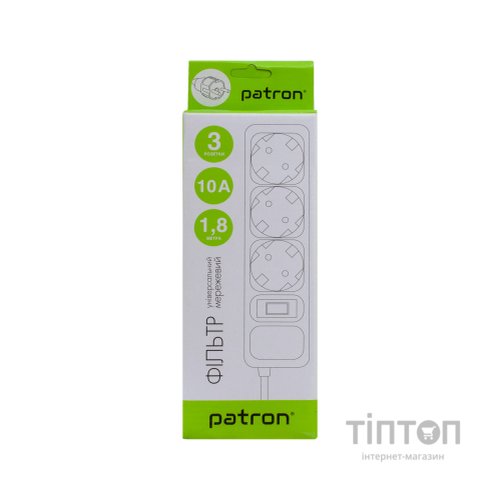 Мережевий фільтр живлення Patron EXT-PN-SP-1032, 1.8m Black (EXT-PN-SP-1032)