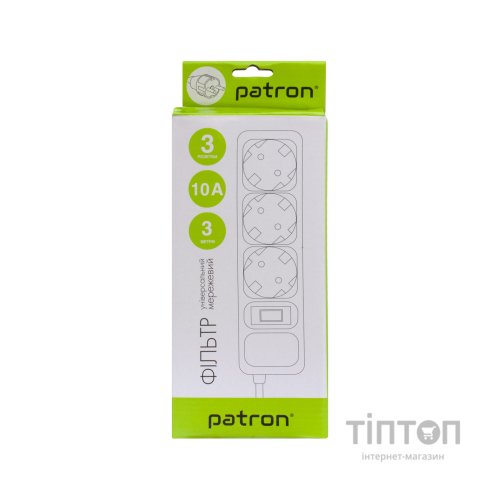 Мережевий фільтр живлення Patron EXT-PN-SP-1033, 3m Black (EXT-PN-SP-1033)