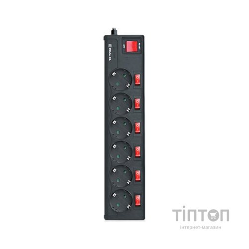 Мережевий фільтр живлення PowerCube RS-6 EXTRA 1.8 m, black (EL122300001)