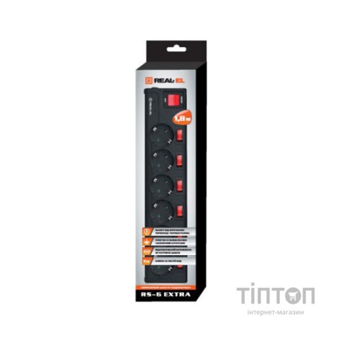 Мережевий фільтр живлення PowerCube RS-6 EXTRA 1.8 m, black (EL122300001)