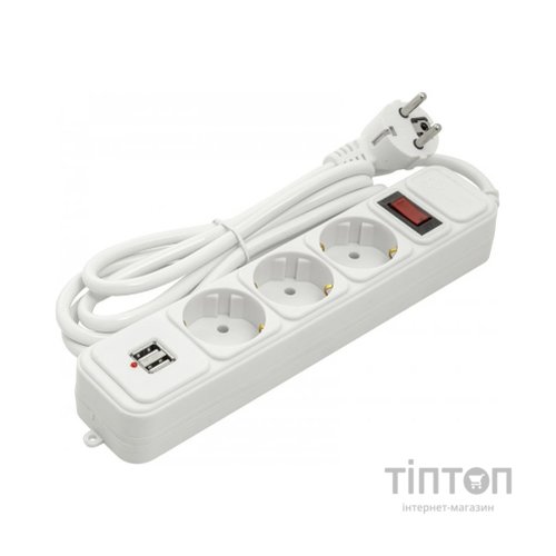 Мережевий фільтр живлення PowerPlant 1.8 м, 3 розетки, USB ( PPSA10M18S3U ) (PPSA10M18S3U)